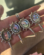 Four abalone shell purse hooks / bag hangers